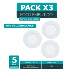 EGLO - Foco embutido FUEVA regula cálido neutro frío SET 3X3W Cód901394