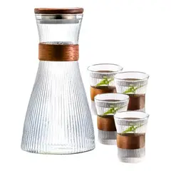 GENERICO - Set De Jarra Y 4 Vasos De Vidrio Elegante Hogar