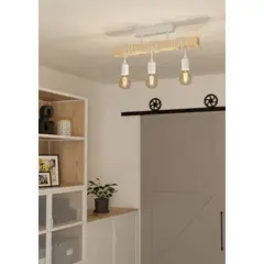 EGLO - Lámpara Techo Townshend acero madera blanco ajustable 3X60W Cód33166