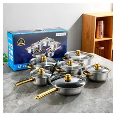 IRM - Bateria De Cocina Juego De Ollas Y Sartenes 12 Piezas