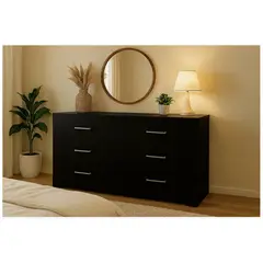 HOMER DESIGN - Comoda 6 Cajoneras Organizador aparato Diseño E.e.u.u Moderno negro