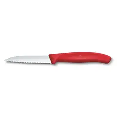 VICTORINOX - Cuchillo mondador Swiss Classic 8 cm dentado rojo