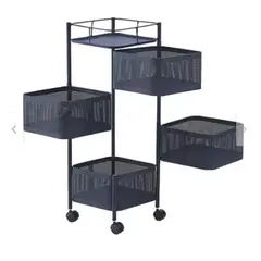 GENERICO - Carrito Verdulero Organizador 4 Cestas Estante Metálico Giratorio