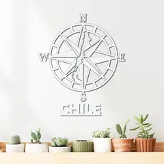 ELAB PROPIA - Cuadro Decorativo Brújula Mapa Chile - Madera Fun Republic