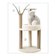 LISM - Rascador Torre Arbol Ramas Juguete Gato Terciopelo Beige