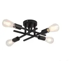 UMEXUS - Lámpara de Techo Metálica 4 Luces Negra Moderna Sin incluye ampolleta