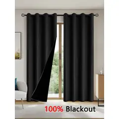 OKAY - Cortina Blackout Engomada 132x220 2 Paños Tela Fresca - Negro