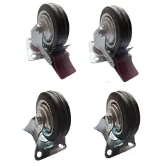 SANPLAST - Ruedas 75mm 160kg. 4 Unids Todo Terreno 2 fija y 2 Con Freno