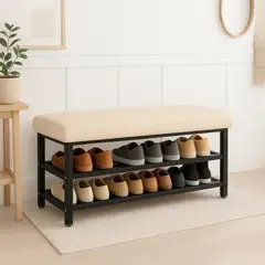 PANDALINO - Zapatero Banqueta Carey - Asiento Acolchado
