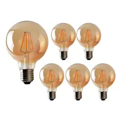 GENERICO - Pack 6 Ampolletas Led G80 Vintage 4w E27 2700k Ambar Luz Amarillo