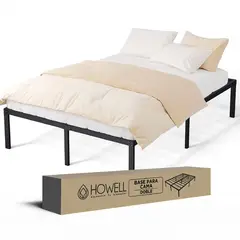 HOWELL - Base cama 2 plazas 190x150x30 Acero Soporta 400kg