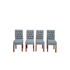 GENERICO - Pack 4 Sillas Negras Capitones Gris lino