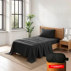 OKAERI - JUEGO DE SABANAS 1 PLAZA 3 PIEZAS - Negro - 1 PLAZA