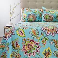 DORAL - Quilt 2 Plazas Bordado Stitchy Mandala Celeste