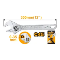 INGCO - LLAVE AJUSTABLE 300MM/12" HADW131122