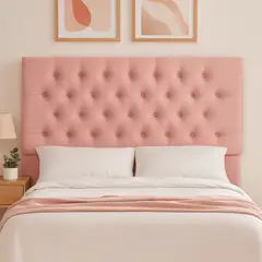 GENERICO - Respaldo De Cama 1.5 Plazas Rosado Capitone