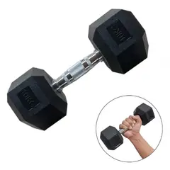 MUNDO MAGIA - Mancuerna Hexagonal 10 Kg Acero Y Caucho Negro