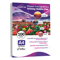 CURSOR - Papel Fotográfico Glossy Doble Faz A4 230gr 100Hojas