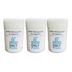 GENERICO - Cloro Piscina Triple Acción Tabletas Pack 3Ud 3kg - Onlypool