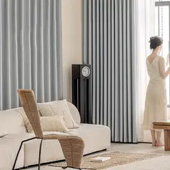 GENERICO - Cortina de Terciopelo Suave - Juego de 2 - 140x230 - - Gris