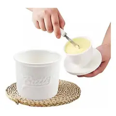 KINDA NICE - Mantequillera De Cerámica Francesa Con Agua 300 Ml Blanco