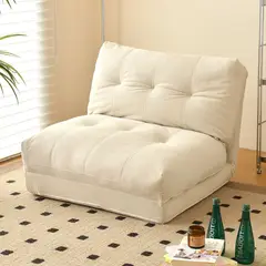 SANTU HOME & DECO - Sofá Cama Plegable De Tela Minimalista Crema