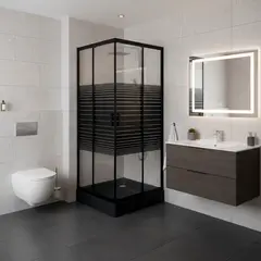 JOYTEK - Shower Recto Strava Negro 70x70x198cm Incluye Receptáculo
