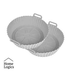 HOME LOGICS - Pack 2 Moldes Silicona Antiadherente Airfryer 21cm Gris Kiosclub