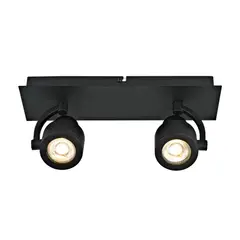 BP ILUMINACION - Foco Sobrepuesto Komo 2 Luces Negro Mate Gu10