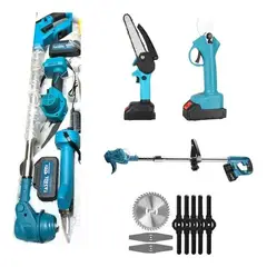 MOVI - SET DE JARDIN CORTADORA DE CESPED TIJEERA PODAR Y MINI MOTOSIERRA