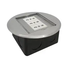 CROMPTON - Caja de Piso Push Down 3 Modulos Circular Acero Cepillado Cowork
