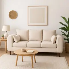 CASA WOW DECO - Sofá 3 Cuerpos Fager Beige Tela Confort y Estilo para tu Hogar