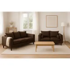 CASA WOW DECO - Sofá 3 y 2 Cuerpos Fager en Tela Cafe Set para Living