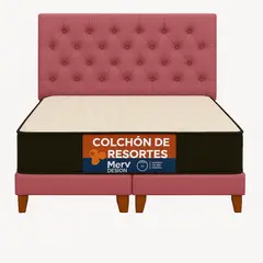 GENERICO - Cama 2P Palo Rosa Modelo Top Quality + Colchon Mery Desing