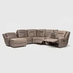 DANIELS - Sofá Seccional Izquierdo Reclinable Moderno Café Grand 6015