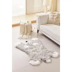 GENERICO - ALFOMBRA ANIMAL PELUDA GRIS DECORATIVA ELEGANTE 85X115 TF