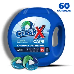 CLEANX - Detergente En Capsulas 4 En 1, 60 Caps