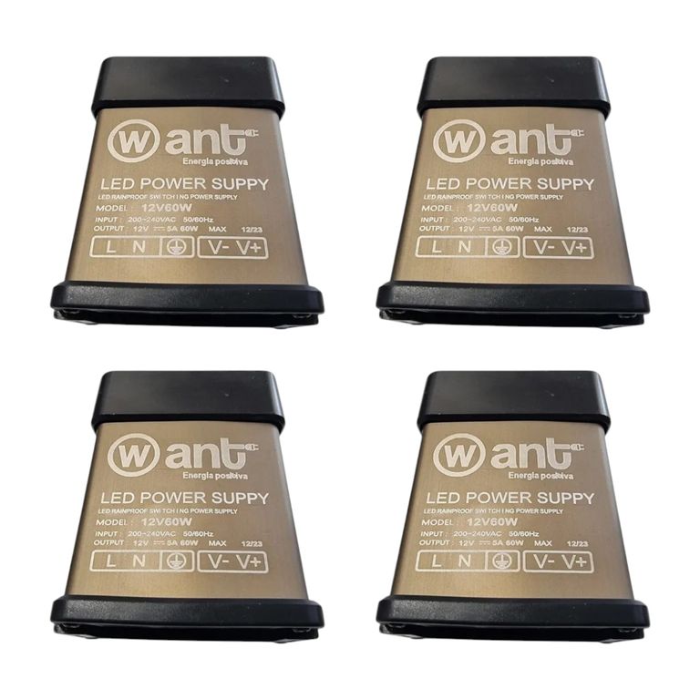 4 Fuentes de Poder 12V 5A 60W IP44 Lluvia
