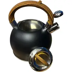 GENERICO - Tetera Con Silbato Acero Inoxidable 2,5 Litros Mango De Madera