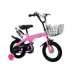 BABYLUNA - Bicicleta Aro 12 con Cesta, Ruedas y Botellón de Agua Rosado