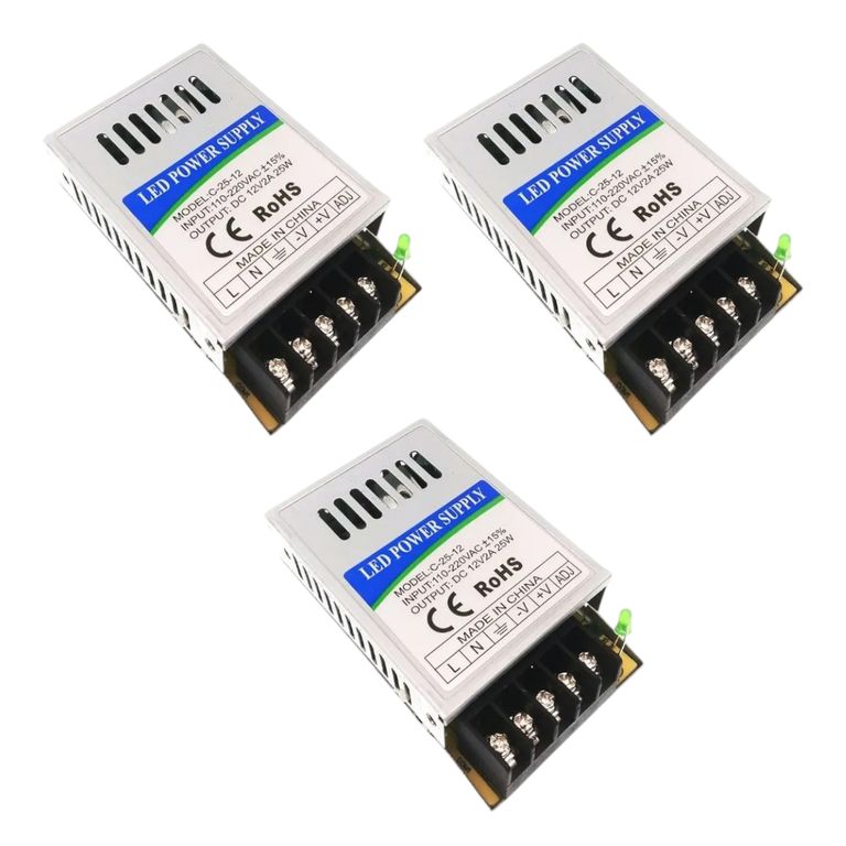 3 Fuentes de Poder 12V 2A 25W IP20