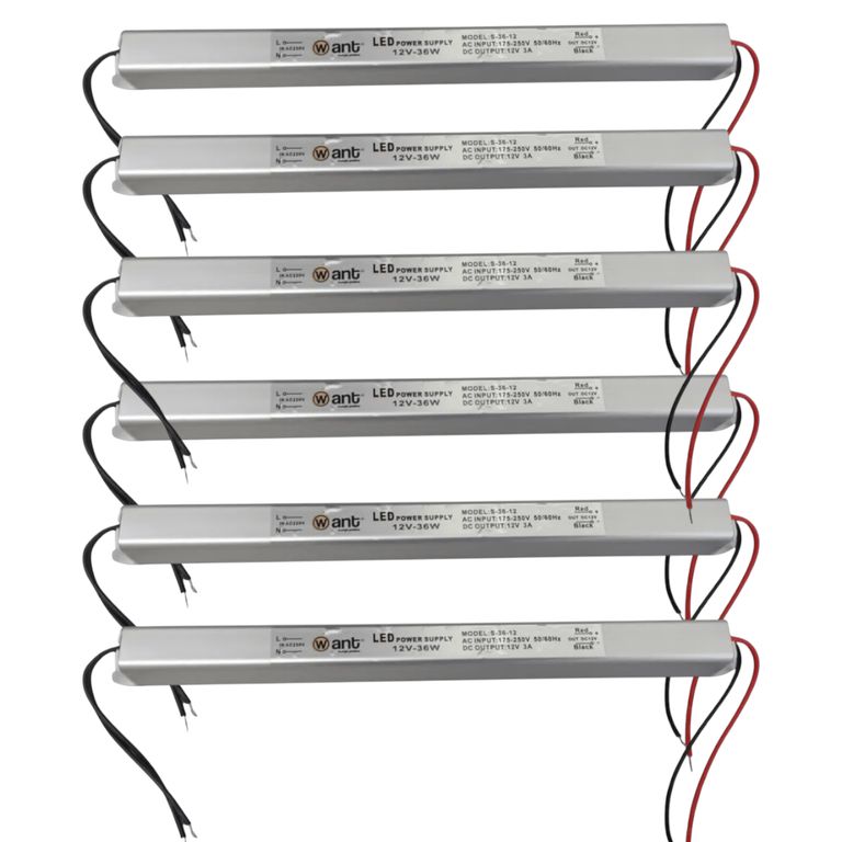 6 Fuentes de Poder 12V 3A 36W Ultra Delgada