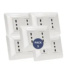 STANFORD - Pack 5 Enchufe Doble Bipaso 10A16A 250V Café