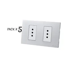 WANT - PACK 5 ENCHUFE DOBLE METALICO 10A BLANCO