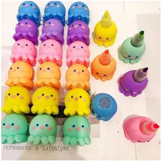 GENERICO - Set de 5 Lápices Destacadores Pulpo Kawaii