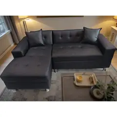 MUEBLES NEW - SECCIONAL MILAN IZQUIERDO NEGRO ECOCUERO.