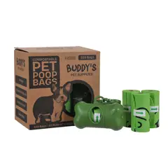 BUDDY'S PET SUPPLIES - Bolsas Desechos Perro Compostables con Dispensador 330 un