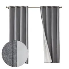 OKAY - Cortina Blackout Engomada 132x220 ，2 Paños Tela Fresca - gris claro