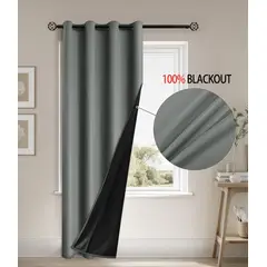 OKAY - Cortina Blackout Engomada 132x220 2 Paños Tela Fresca - Gris osc