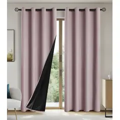 OKAY - Cortina Blackout Engomada 132x220 2 Paños Tela Fresca - Rosado
